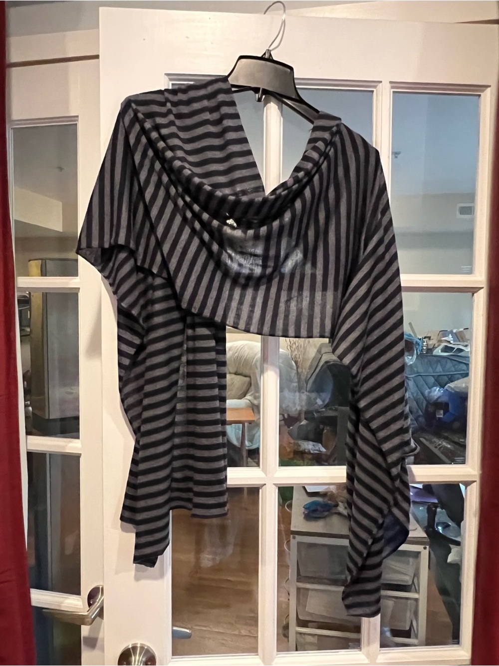 Whistles Black and Gray Striped Lightweight Wrap